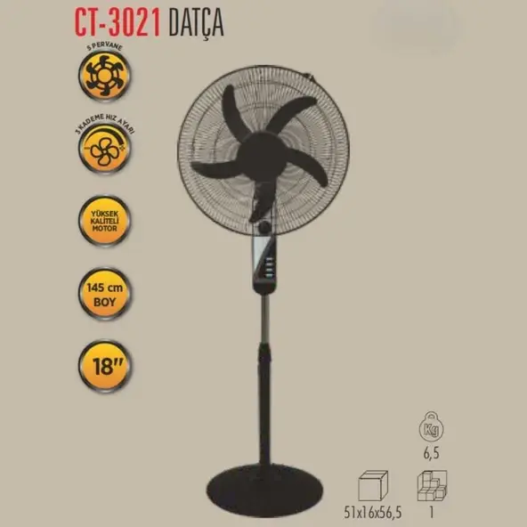Cata CT-3021 Datça 50W Ayaklı Vantilatör