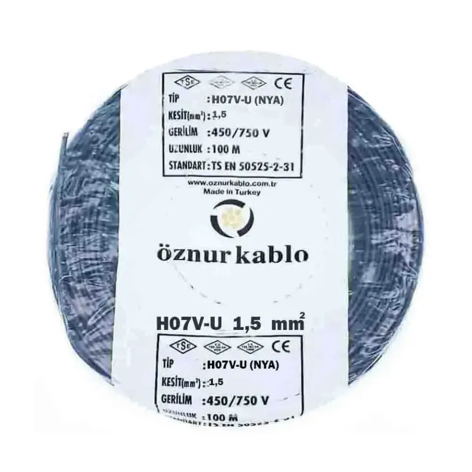 Öznur 1,5 mm NYA Kablo (Siyah)