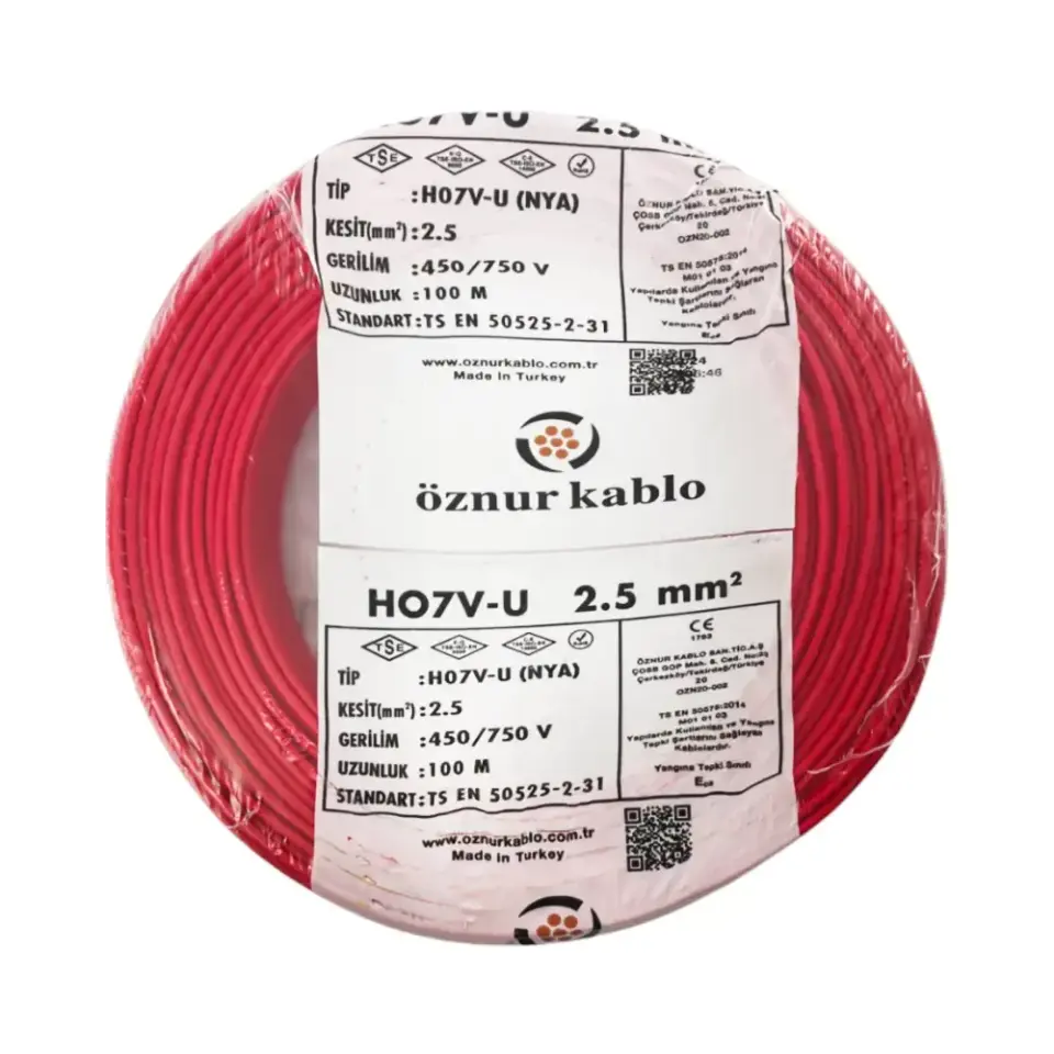 Öznur 2,5 mm NYA Kablo (Kırmızı)