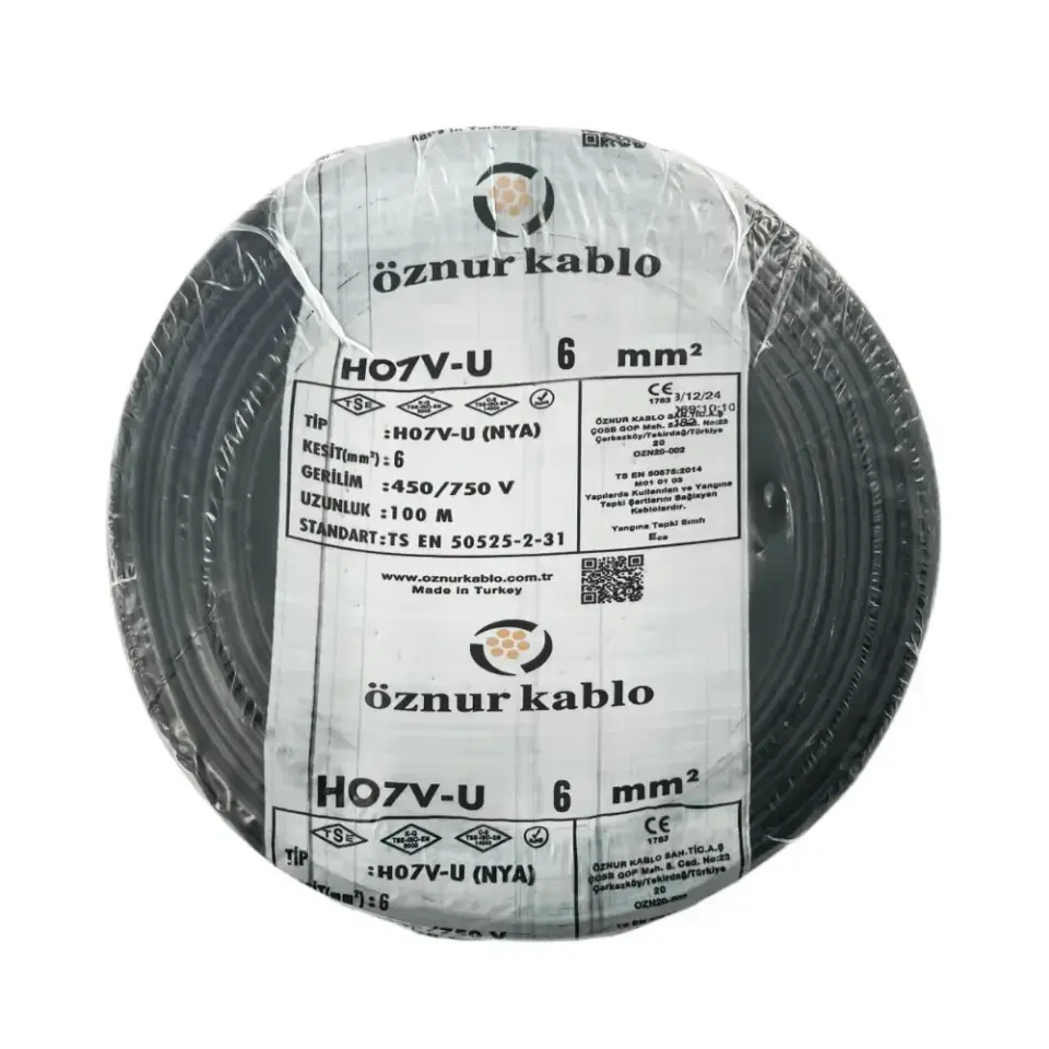 Öznur 6 mm NYA Kablo (Siyah)