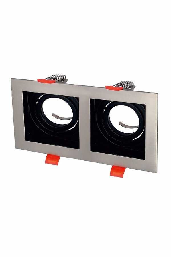 Cata CT-5226 Pars Kare İkili Spot Kasası Spot Satin Renk Boş Kasa