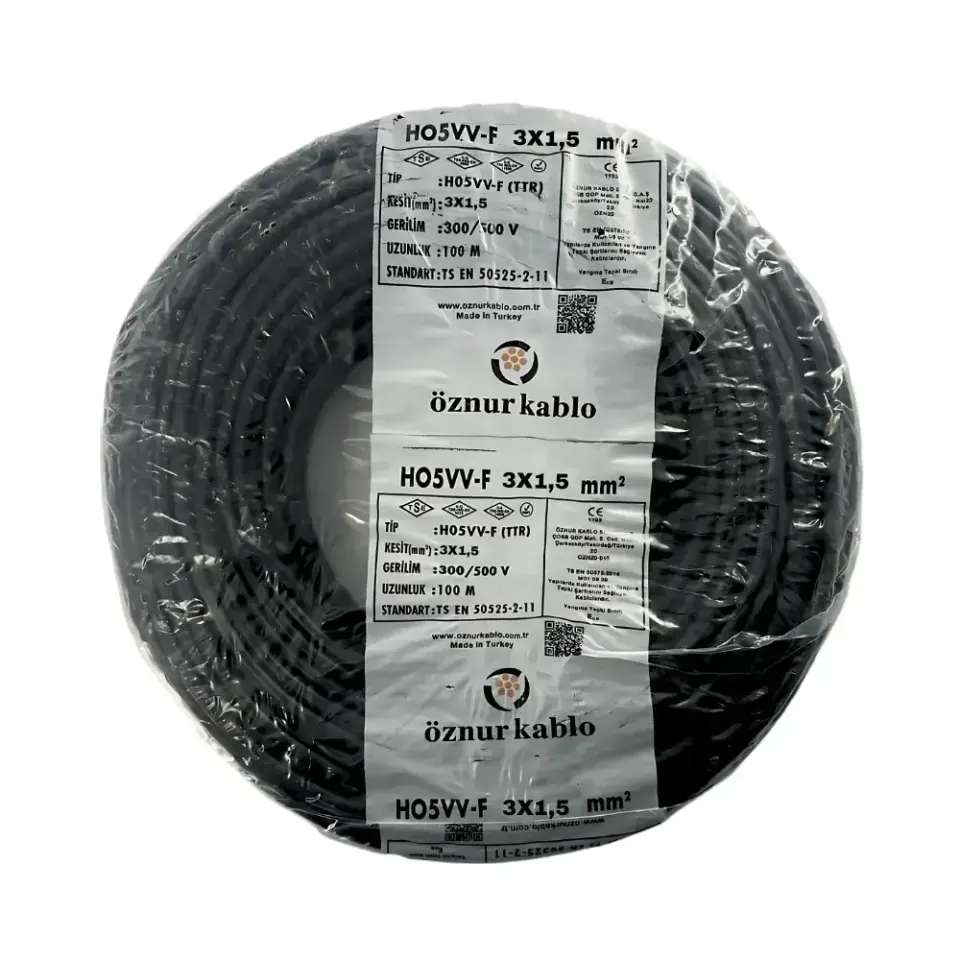 Öznur 3X1,5 mm TTR Kablo (Siyah)