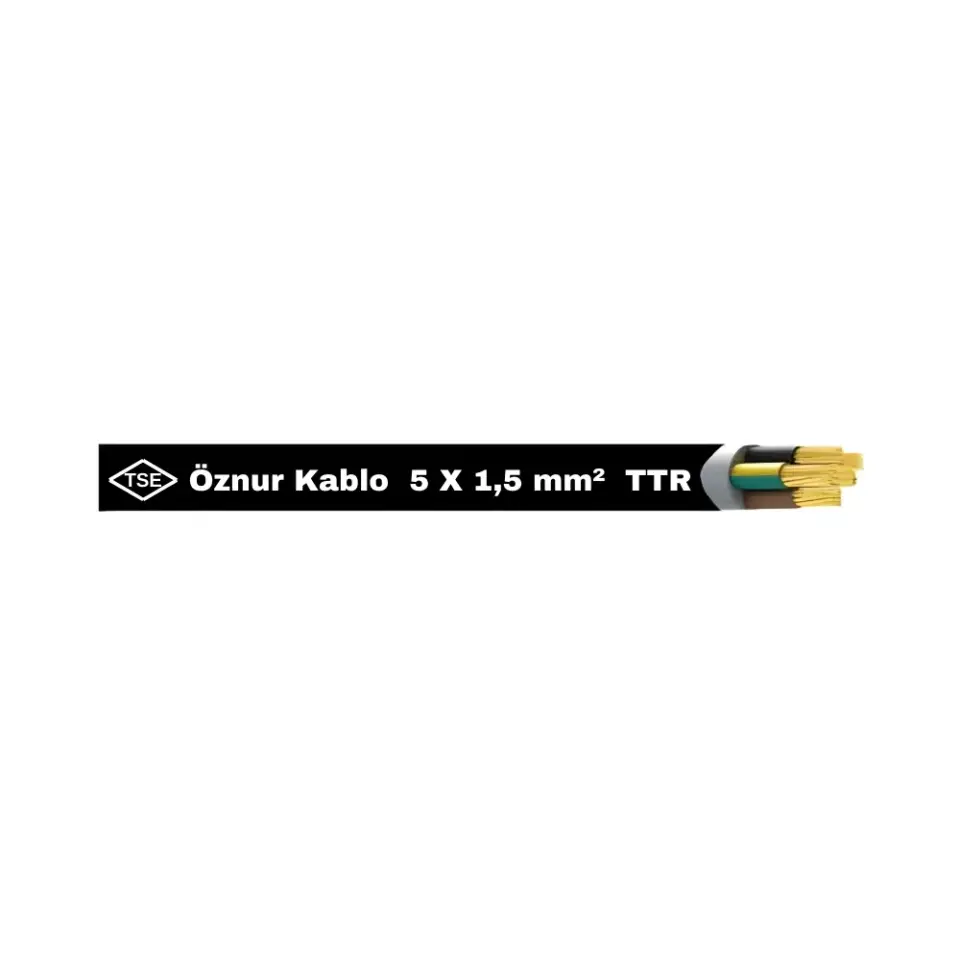 Öznur 5X1,5 mm TTR Kablo (Siyah)