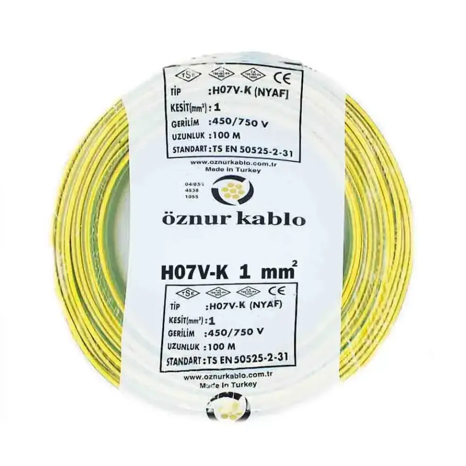 Öznur 1X1 mm NYAF Kablo (Sarı/Yeşil)