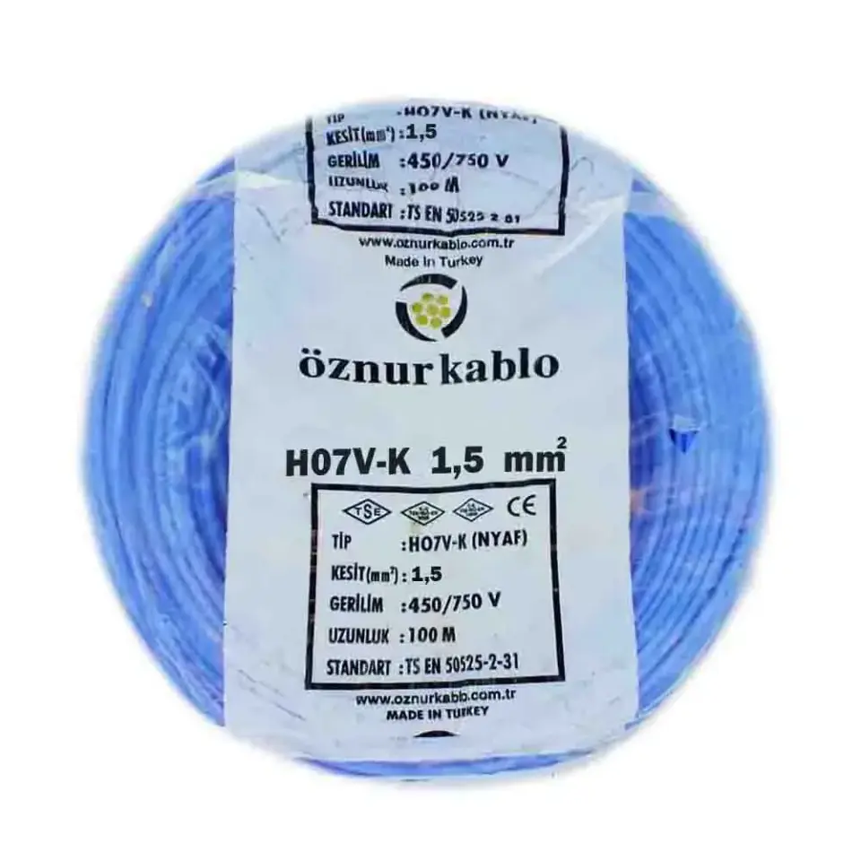Öznur 1x1,5 mm NYAF Kablo (Mavi)