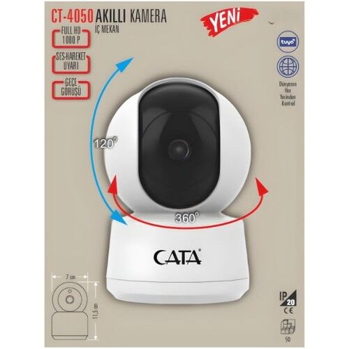 Cata CT-4050 360 Derece Dönebilen Wi-Fi Akıllı IP Kamera Full HD-1080P