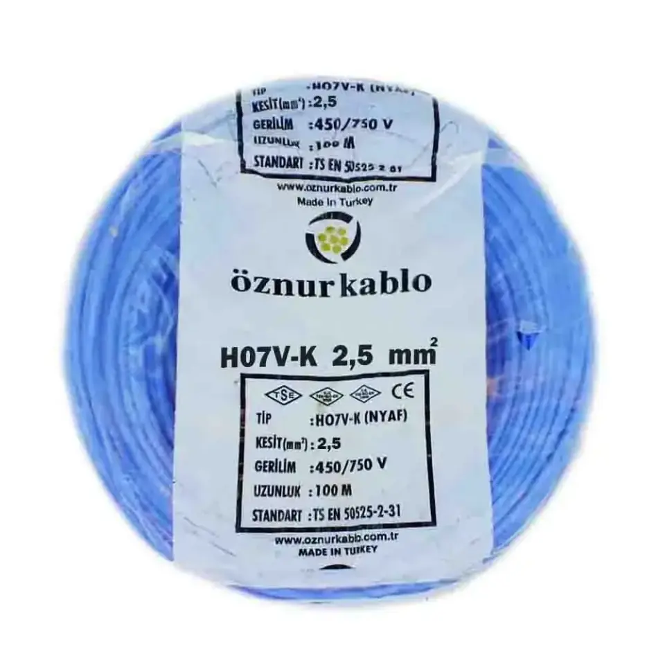 Öznur 1X2,5 mm NYAF Kablo (Mavi)