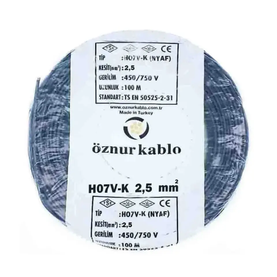 Öznur 1X2,5 mm NYAF Kablo (Siyah)
