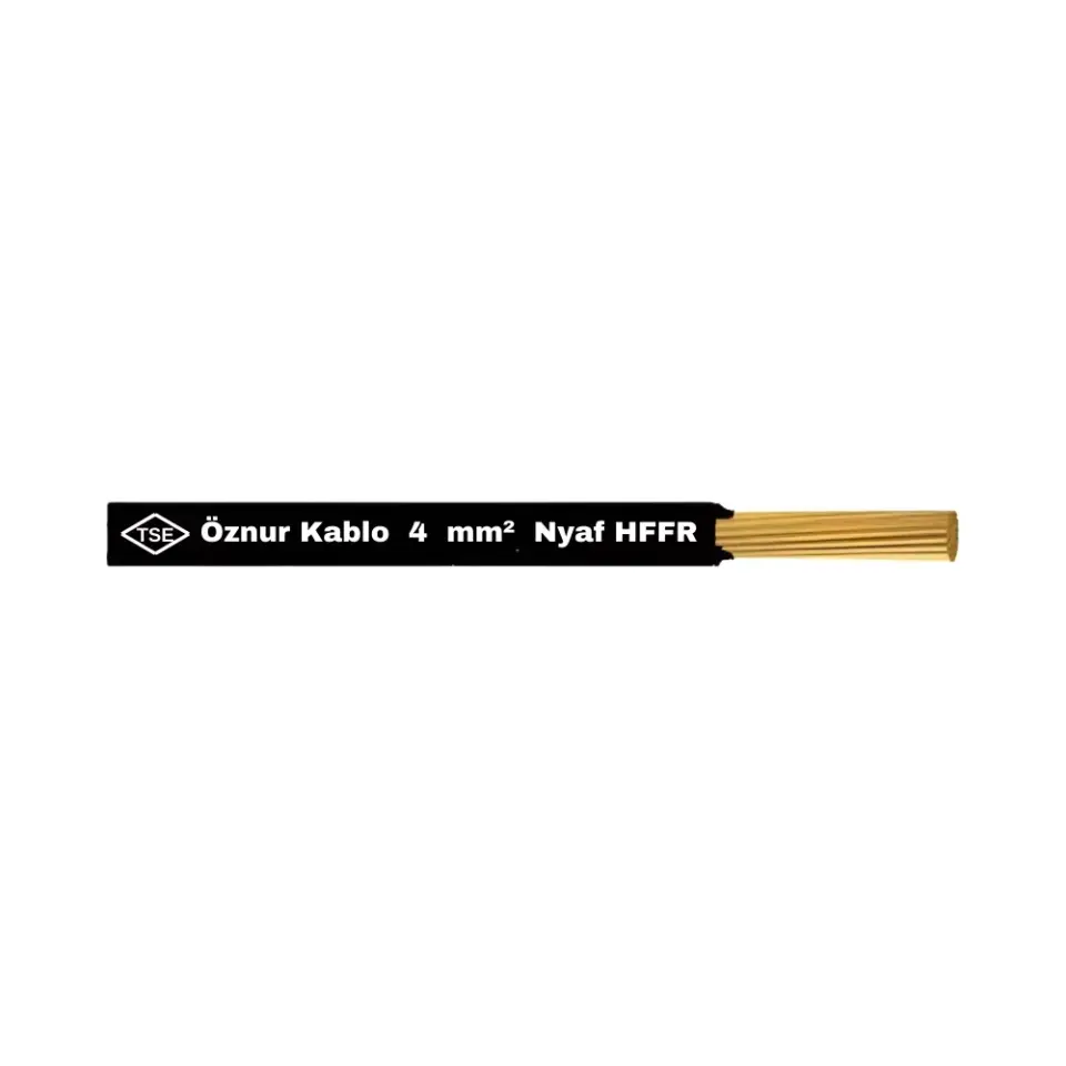 Öznur 1x4 mm NYAF Kablo Halogen Free (Siyah)