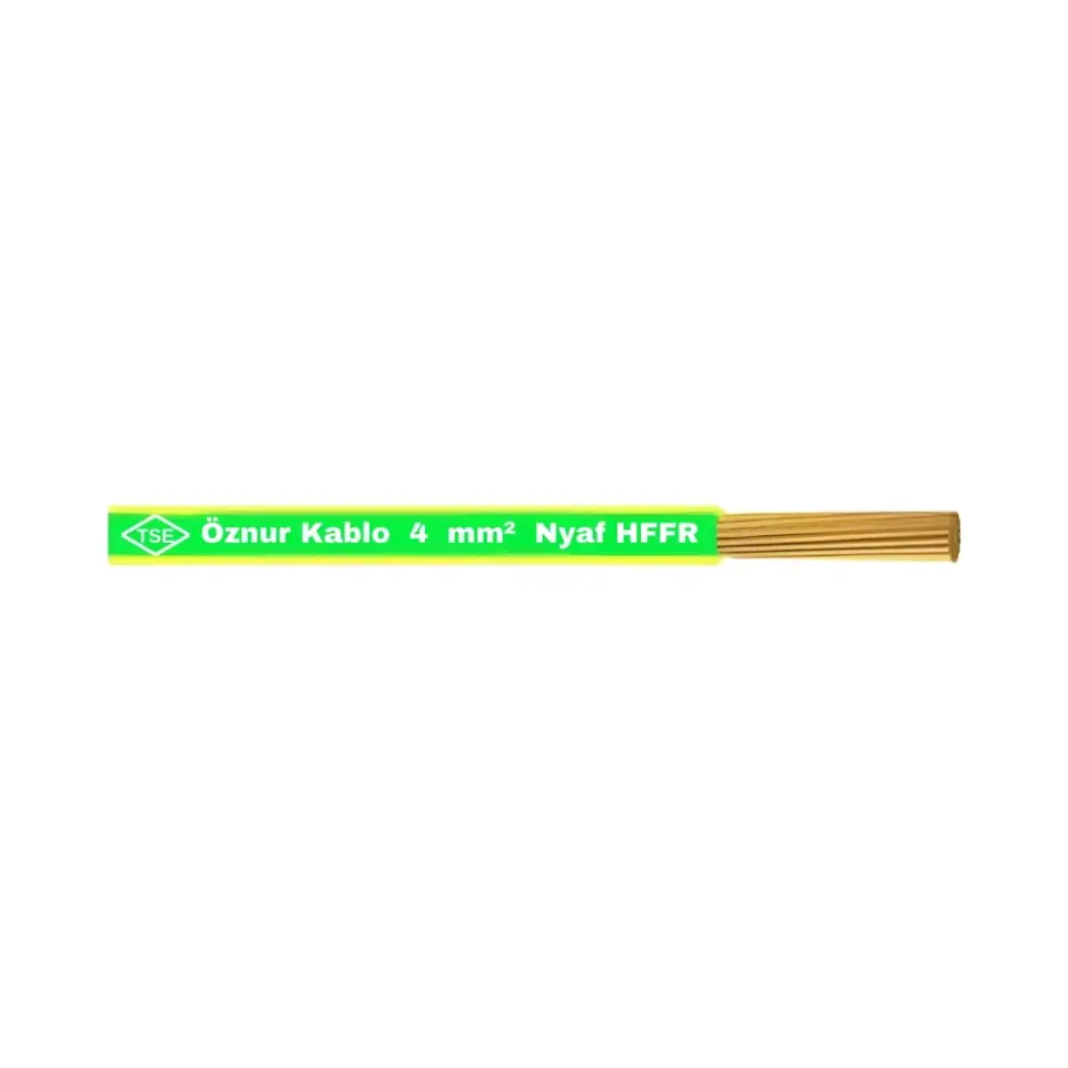 Öznur 1x4 mm NYAF Kablo Halogen Free (Sarı/Yeşil)