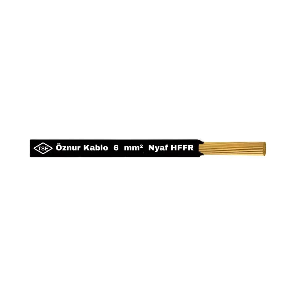 Öznur 1x6 mm NYAF Kablo Halogen Free (Siyah)
