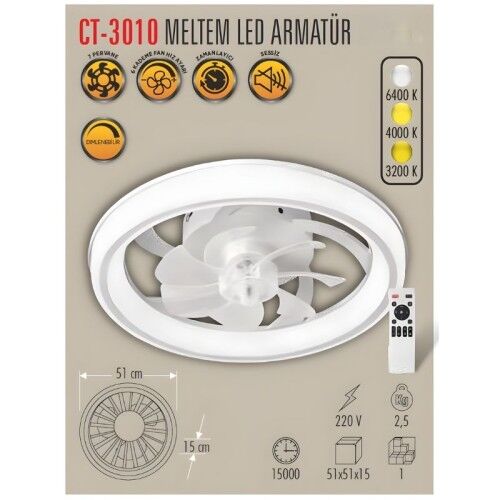 Cata CT-3010 Meltem Led Vantilatör Tavan Armatürü