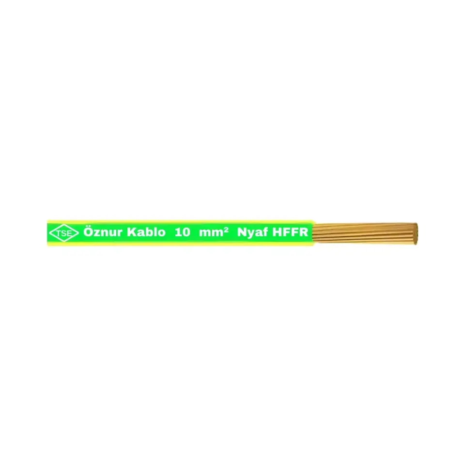 Öznur 1x10 mm NYAF Kablo Halogen Free (Sarı/Yeşil)