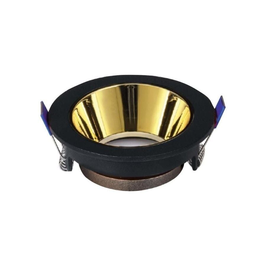 ACK AH03-08221 Gold Reflektörlü Siyah Yuvarlak Spot Kasası