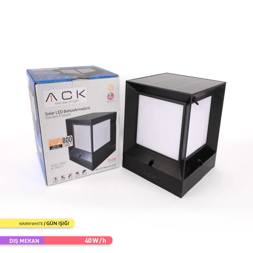 ACK AG60-08801 3000K Günışığı Solar LED Bahçe Armatürü