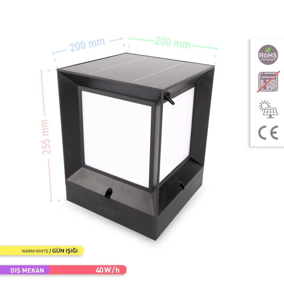 ACK AG60-08801 3000K Günışığı Solar LED Bahçe Armatürü