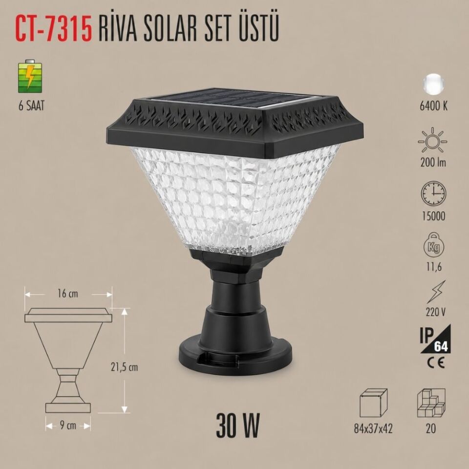 Cata CT-7315 30W Solar Set Üstü