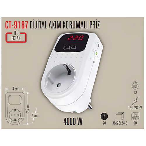 Cata CT-9187 4000W 150-280V Priz Regülatör