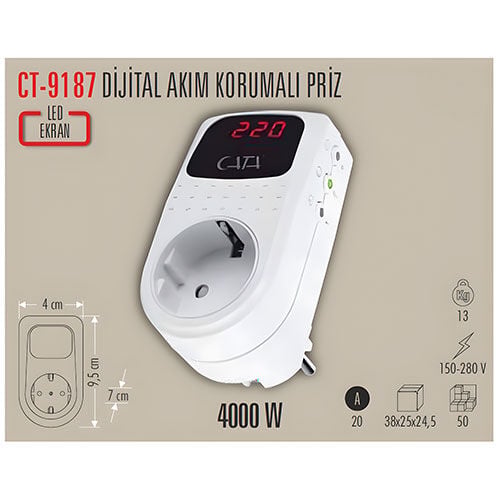 Cata CT-9187 4000W 150-280V Priz Regülatör
