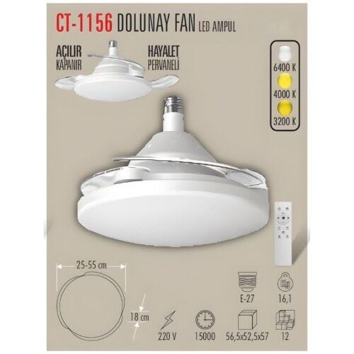Cata CT-1156 Dolunay Fan Led Ampul