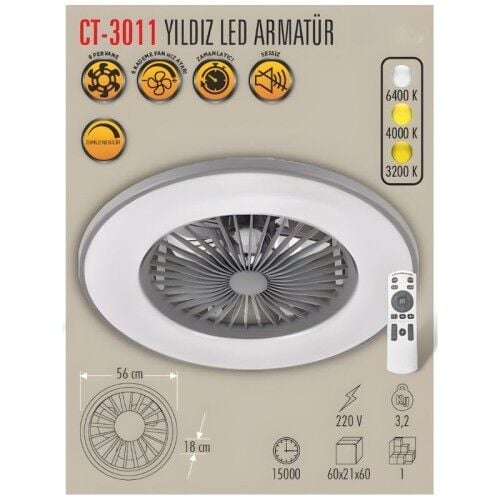 Cata CT-3011 Yıldız Led Vantilatör Tavan Armatürü