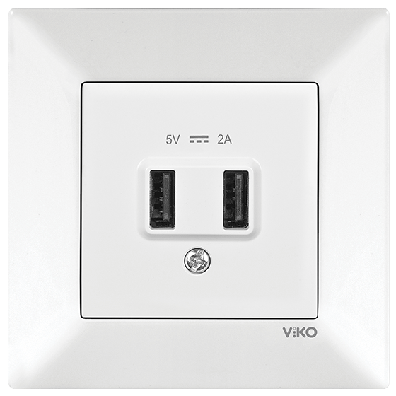 VİKO BEYAZ USB PRİZ MEK+KAPAK 5V-2A
